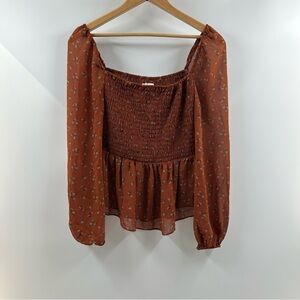 Aeropostale Burnt Orange Floral Top – Size Small